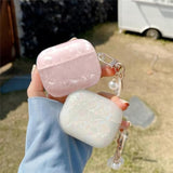 Cute Airpods 4 Gen Case for Women with Pearl Keychain and Cleaner Pen, Shell Pattern Protective Skin for Apple Airpods 4 Generation, Colorful Design
