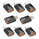 8 Pack 10Gbps/120W Type C Male To Usb Female Otg Adapter, Black Usb C To Usb3.1 Adapter For Smartphone, Pc, Laptop, Tablet, Keyboard Etc.