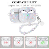 Cute Case For Airpod Pro 2 With Pearl Lanyard Girly Cover Compatible With Airpods Pro 2Nd Generation (2022) Shell For Women