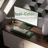 Bluetooth Wireless Computer Keyboard, Colorful 99 Round Keys Retro Membrane Keyboard With Click Typing Feel, Power Switch, Ideal Gift For Office, Home (Milk Dark-Green)