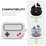 Beats Studio Buds Case - Retro Design Protective Case Cover With Keychain Compatible With Beats Studio Buds 2021 & Buds+ Plus 2023 (Light Grey)