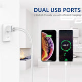Usb Wall Charger, 5-Pack 2.1A/5V Dual Port Usb Cube Power Adapter Charger Plug Charging Block Replacement For Iphone Xs/Xr/X, 8/7/6 Plus, Samsung, Htc, Lg, Moto, Android Phones