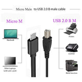 Micro Usb To Printer Cable, 2Pcs Micro Usb 5Pin Male To Usb Type B Data And Charge Cable, Android Phone To Printer, Scanner, Electronic Midi Piano, Etc. (1M/3.3Feet)