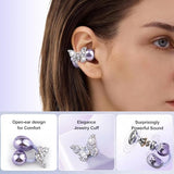 Soinf Women's Wireless Earphones, Designed with Crystal Butterfly Earrings and Open Bluetooth Noise Cancelling Earphones for Running, Suitable for