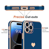 Compatible With Iphone 14 Pro Max Case For Girl Women Cute Love-Heart Luxury Bling Soft Cover Raised Camera Protection Bumper Silicone Shockproof Phone Case For Iphone 14 Pro Max, Royal Blue