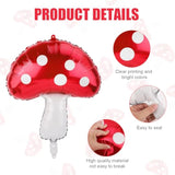 8Pcs Mushroom Balloons Red & White Foil for Forest Theme Party & Baby Shower