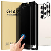 3+2 Pack Privacy Screen Protector And Camera Lens Protection For Galaxy S25 5G, Anti-Spy 9H Hardness Support Fingerprint Unlock Tempered Glass Screen Protector For Samsung Galaxy S25
