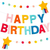 Happy Birthday Banner | Felt Birthday Banner | Rainbow Happy Birthday Sign For Birthday Backdrop For Bday Party Decoration