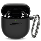 Silicone Case For Bose Quietcomfort Earbuds Ii (2022) & Quietcomfort Ultra Case (2023), Shockproof Protective Cover For Bose Earbuds Accessories With Keychain For Men Women (Black)