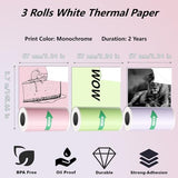 53Mm X 3.5M Pink/Green/Purple Adhesive Thermal Sticker Paper 3 Rolls, Mini Thermal Printer Paper, Compatible With Lx-D2, For Notes, List, Stickers, Printing Black & White Photos