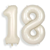 40 Inch Cream White Large 18 Number Balloons Big Foil Helium Number Balloons 0-9 Jumbo Happy 18Th Mylar Birthday Party Decorations For Boy Or Girl 81 Anniversary Party Supplies