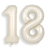 40 Inch Cream White Large 18 Number Balloons Big Foil Helium Number Balloons 0-9 Jumbo Happy 18Th Mylar Birthday Party Decorations For Boy Or Girl 81 Anniversary Party Supplies