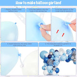 Blue Balloons Arch Garland Kit, 134Pcs Navy Royal Light Blue Balloons