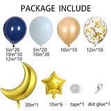 Twinkle Twinkle Little Star Party Decorations,127Pcs Navy Blue White Gold Balloon Garland Arch Kit,Moon And Star Foil Balloons Baby Shower Gender Reveal Birthday Ramadan Eid Mubarak Party Decorations