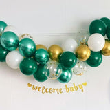 60pcs 12in Metallic Green Gold White Latex Balloons with Ribbons Party