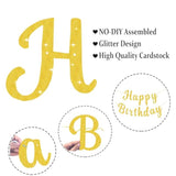 Pre-Strung Gold Glitter Happy Birthday Banner Garland Party Wall Decor