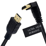 8K Hdmi Cable 2Feet, Hdmi 2.1 Cable 90 Degree Down Angle Hdmi Male To Male 8K