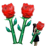 , Giant Red Rose Balloons - 59 Inch, Pack Of 2 | Rose Foil Balloons, Valentines Day Decorations | Flower Balloon | Proposal Decorations | Happy Anniversary Decoration