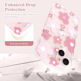 For Iphone 14 Case, Cute Flower Girls Women Soft Case Silicone Shockproof Curly Wave Wavy Edge Full Camera Protection Cover Pretty Thin Floral Leaf Pattern Phone Case For Iphone 14, Pink