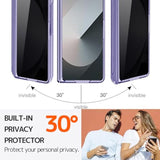 For Samsung Z Fold 6 Case With S Pen Holder & Hidden Kickstand, Built In Privacy Screen Protector Hinge Full Body Hard Phone Cover For Samsung Galaxy Z Fold 6 Case With Slim S Pen Slot β Purple