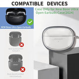 Silicone Case For The New Bose Ultra Open Earbuds 2024, Shockproof Case For Bose Ultra Open Earbuds 2024 With Carabiner And Wrist Strap. (Transparent Tpu)