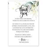 Wedding Thank You Place Setting Cards, Greenery Wedding Reception Thank You Cards, Table Centerpieces And Wedding Decorations, Wedding, Bridal, Engagement, Anniversary, 4X6 Inch, Pack Of 50