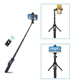 42" Compact Selfie Stick & Tripod, Extendable, Wireless Bluetooth Remote, Lightweight Aluminum, Travel Ready, Compatible With Iphone 14 13 12 Pro Xs Max Xr X 8Plus 7 & Android