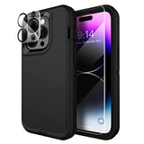 Heavy Duty Made For Iphone 14 Pro Case With Tempered Glass Screen, Camera Lens Protector 3-Layer Full Body Protection Shockproof Dustproof Cover For 14 Pro Phone Case 6.1" (Black)