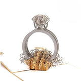 Handmade 3D Pop Up Diamond Ring Birthday Cards Creative Greeting Cards Papercraft (Diamond Ring)