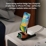 Hirise 3 Deluxe, Compact Luxury Wireless Magsafe Charging Stand For Iphone, Airpods And Apple Watch - Includes Us Power Supply With 5 Foot Cord, Plus International Plug Adapters, Black