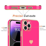 Compatible With Iphone 14 Pro Case For Girl Women Cute Love-Heart Luxury Bling Soft Back Cover Raised Camera Protection Bumper Silicone Shockproof Phone Case For Iphone 14 Pro, Hot Pink