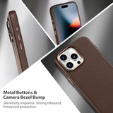 Compatible With Iphone 14 Pro Max Leather Case, Compatible With Magsafe - Luxury Tumbled Leather - Metal Buttons & Lens Protector - Slim Fit&Durable - Distinctive Texture (6.7-Inch) - Brown