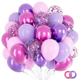Pink And Purple Balloons, 68Pcs 12 Inch Metallic Purple Pink Confetti Latex Balloons With Ribbon, Party Balloons For Girls Birthday Baby Shower Wedding Party Decorations
