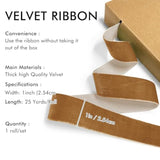 Copper Velvet Ribbon 1'' 25 Yards For Christmas Tree, Gift Wrapping, Flower Bouquet, Wreath Decorations, Bow Making