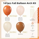 147pcs Fall Balloon Arch Kit – Nude, White & Burnt Orange Thanksgiving Décor
