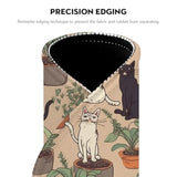 Charming Cat And Plant Pattern Mouse Pad - Whimsical Desk Accessory, Round Stitched Edges Non-Slip Rubber Base Mouse Pads For Computers Laptop