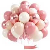Blush Pink Balloons, 60 Pcs 12 Inches Dusty Pink Double Stuffed Nude Beige Balloon, Retro And Rose Gold Boho Balloons Set For Girls Bridal Birthday Baby Shower Weddings Party Decoration