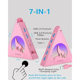 Howling Wolf Usb Hub - 7 Usb 3.0 Ports - Pink - Plug And Play - 2Ft/1.2M Long