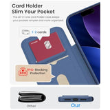 For Iphone 17 Pro Max Wallet Case, Built-In Card Holder (2 Cards), Compatible With Magsafe & Rfid Blocking, 360° Full Body Shockproof Magnetic Leather Case For Iphone 17 Pro Max 6.9" 2025, Blue