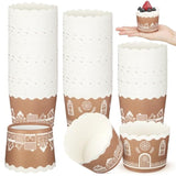 100 Pcs Christmas Paper Baking Cup Gingerbread House Muffin Cups Cupcake Wrappers Muffins Liners For Xmas Holiday Birthday Party Candy Cake Make Snack Christmas Decorations Supplies