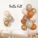 Burnt Orange Balloon Set: Fall Party Decor, Gold Confetti (72pcs)