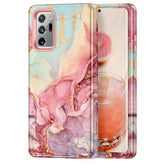For Samsung Galaxy Note 20 Ultra Case,Marble Pattern 3 In 1 Heavy Duty Full Body Shockproof Hard Pc+Soft Silicone Drop Protective Women Girls Case For Note 20 Ultra 5G 6.9 Inch,Rose Gold