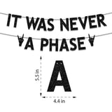 Black Glitter It Was Never a Phase Banner 30th Birthday Decorations