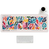 Abstract Floral Aesthetic Large Mouse Pad Matisse Boho Desk Mats, Pink Long Laptop Keyboard Mat Cute Gaming Desktop Mats For Desk Flroal Decor For Office Women 31.5X11.8