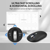 Wireless Bluetooth Mouse,Usb+Bt×2,Slim Pebble Multi Device Small Travel Mice,Metal 4 Way Super Scrolling,± 3000 Dpi,8 Buttons,Quiet,Portable,Long Battery For Laptop,Computer,Tablet,Mac,Ipad,Pc,Phone