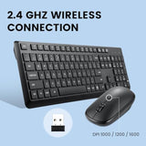 Perixx PERIDUO-716, Wireless Standard Keyboard and Optical Mouse Combo Set - Black