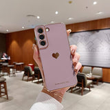 For Samsung Galaxy S22 5G Case For Women Girl Cute Love-Heart Luxury Bling Soft Back Cover Raised Full Camera Protection Bumper Silicone Shockproof Phone Case For Galaxy S22 5G, Lavender