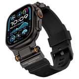Compatible With Apple Watch Ultra 2/1 Band 49Mm/46Mm/45Mm/44Mm/42Mm For Men, Metal Connector With Silicone Sport Band For Iwatch Ultra Series 10/9/8/7/6/Se/5/4/3/2/1, Black/Black