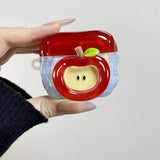 for AirPods 4 Case with Keychain Cute 3D Red Pattern Design Soft Silicone Cover for Women Girls Anti-Fall Shockproof Protective Case for
