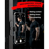 Gym Magnetic Phone Holder, 360 Adjustable, Compatible With 4.7-6.5" Smartphones, Alloy Base And Joint, Black
